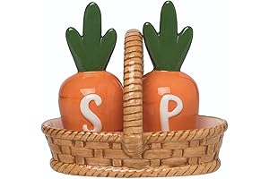 Transpac Dolomite Carrot Salt & Pepper Shakers In Basket Set