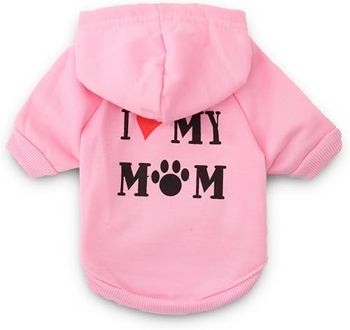 Miniatura 2 de DroolingDog Camisetas para perros pequeños con texto en inglés "I Love My Mom", sudaderas con capucha para perros pequeños, talla XS, sudadera con
