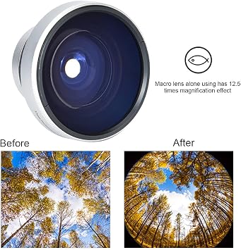 CCYLEZ 37mm 0.25X Super Fisheye Lens Additional Lens, Great Fisheye Lens Filter Adapter, Wide View Optical, Silver Strong Applicability for 37mm Caliber Camera Lenses