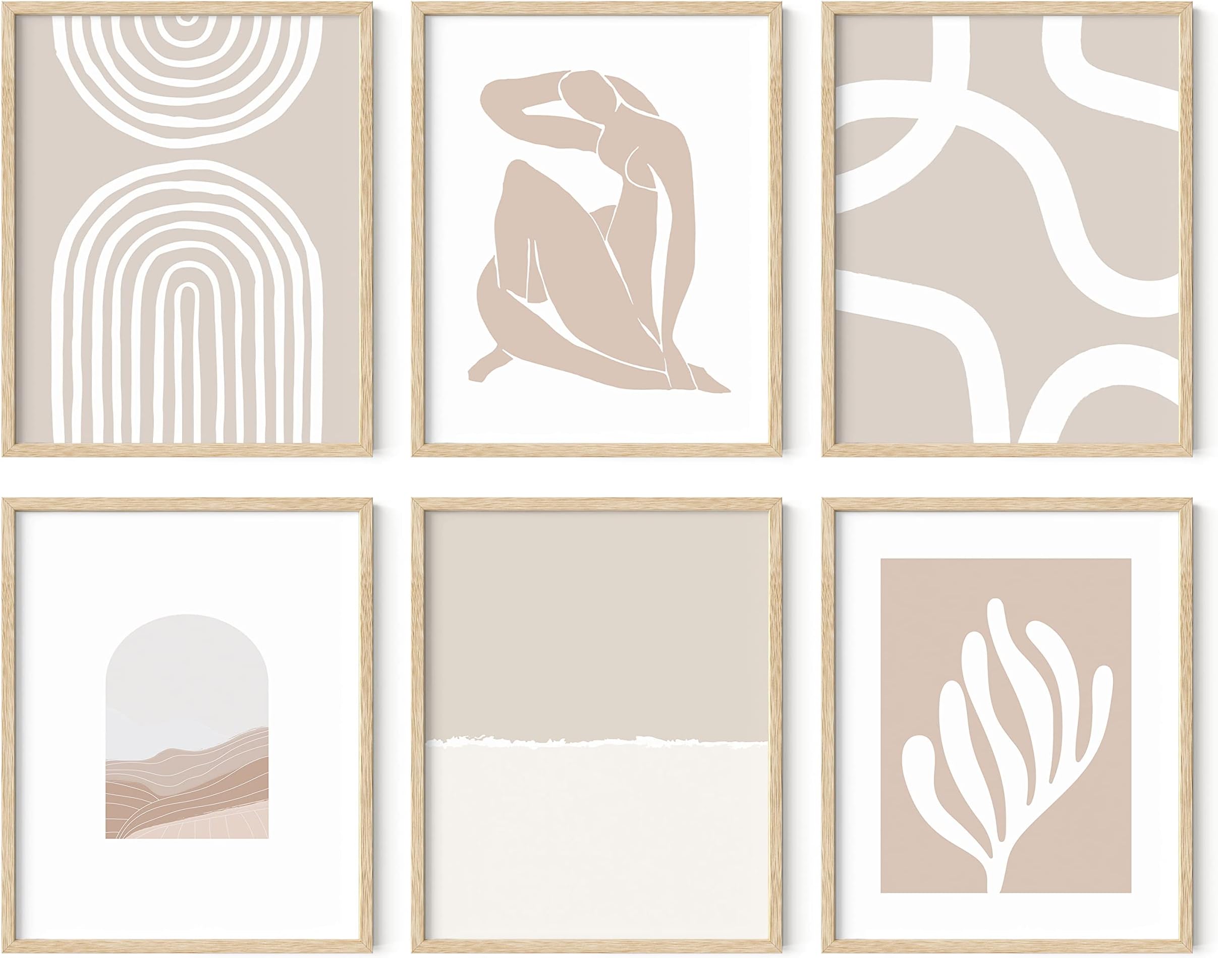 HAUS AND HUES Neutral Wall Art, Beige Boho Matisse Prints, Unframed 8x10, 6 Count
