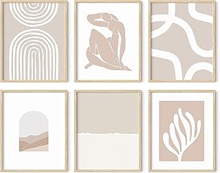 HAUS AND HUES Neutral Wall Art, Beige Wall Decor, Beige Wall Art, Wall Art Modern Abstract, Matisse Poster, Matisse Prints, Geometric Wall Art, Mid Century Modern Boho Wall Art (Unframed 8x10)