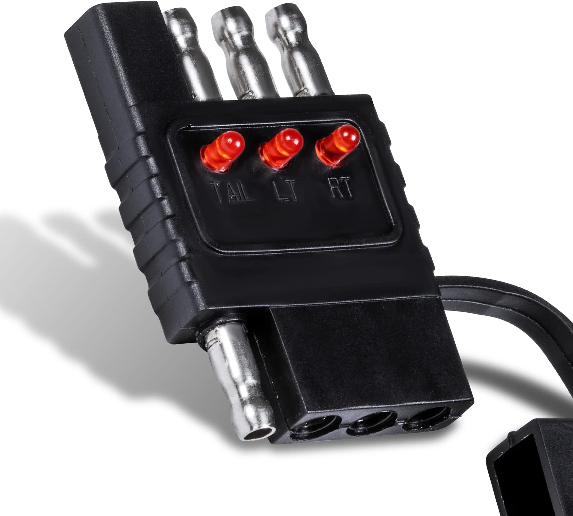 True Mods 4-Way Flat Trailer Wiring Tester [Nickel-Plated Copper Terminals] [Male & Female] [Continuity Test] 4-Pin Trailer Light Wire Circuit Tester