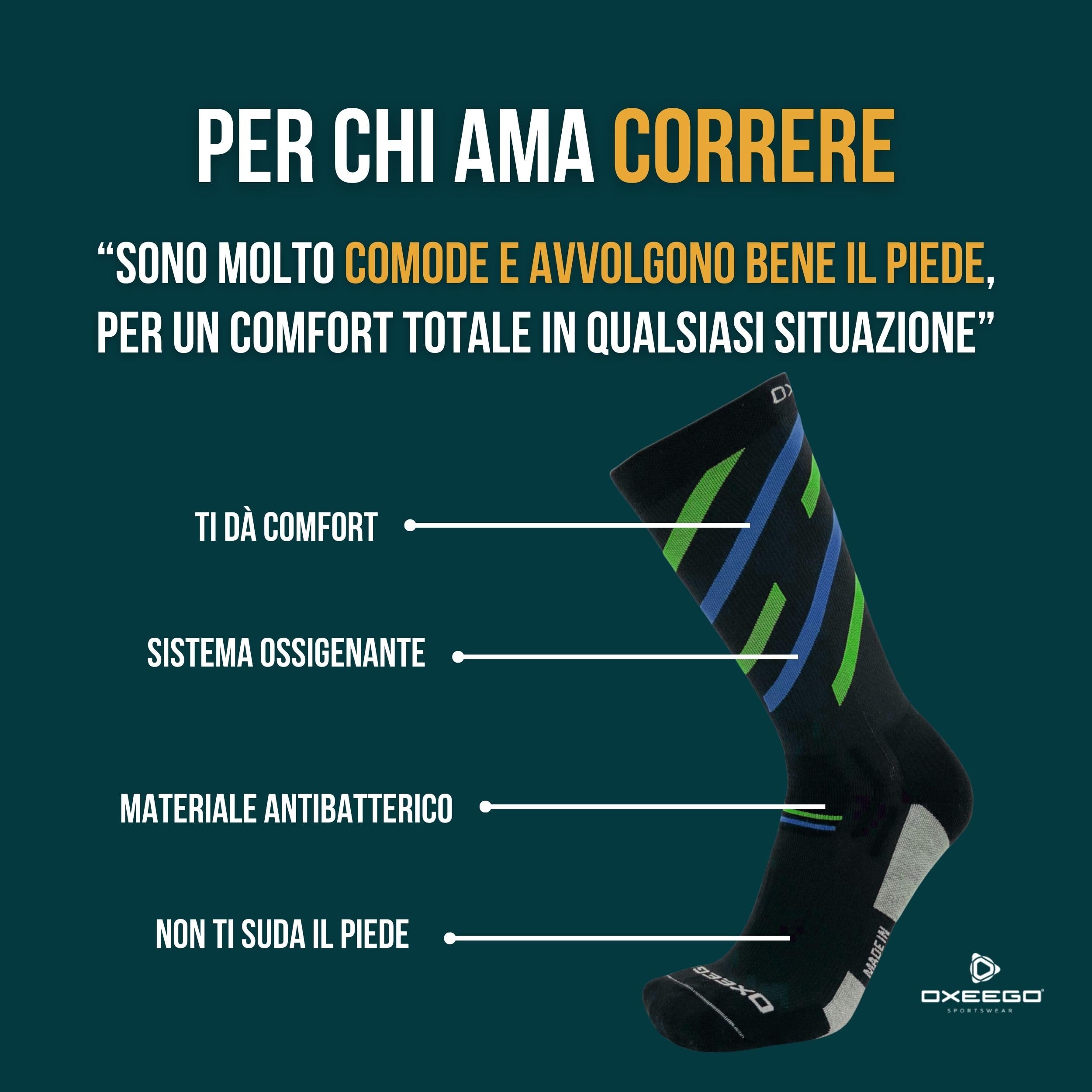 Calze Running a Compressione, Termiche, Ossigenanti e Antibatteriche - Calzini Rinforzati da Corsa su Strada e Terreni Misti (Stripes)