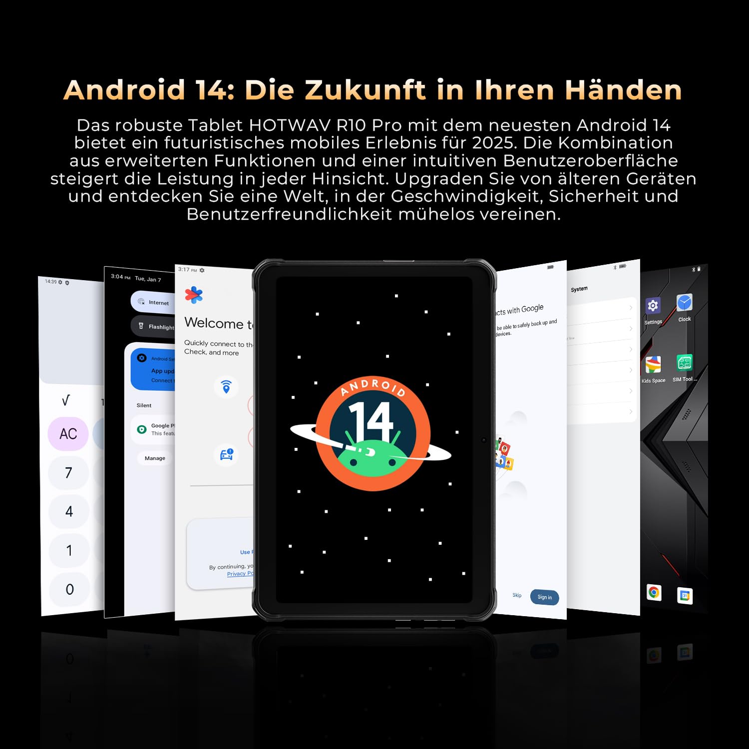 HOTWAV R10 Pro Tablet Outdoor 10,1 Zoll Baustelle Tablets 20+256GB 10800mAh | Rugged Tablets Android 14 Wasserdicht Tablet, 13MP+5MP Kamera IP68/IP69K, GPS/4G LTE Dual SIM/5G WiFi/Face ID