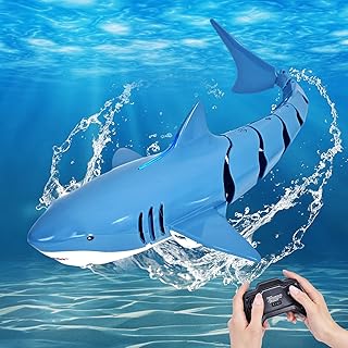 Risingor Remote Controlled Shark Toy, 2.4GHz RC Boat Simulation Shark Water Toy, Pool Toy, Electric Shark Boat Remote Cont...