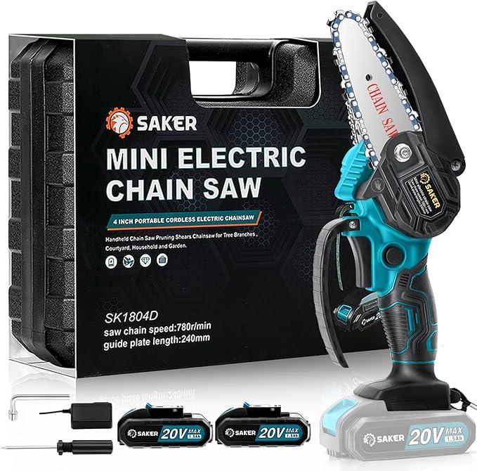 Saker Mini Chainsaw,4 Inch Portable Electric Chainsaw Cordless,Handheld