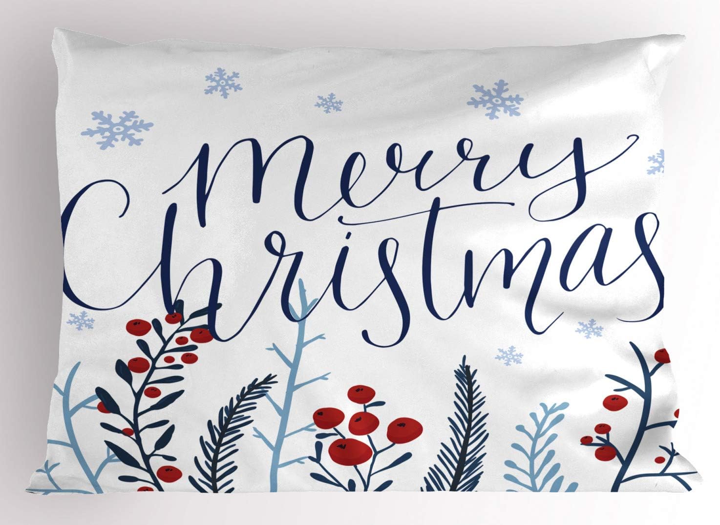 Lunarable Merry Christmas Pillow Sham, Botanical Berries