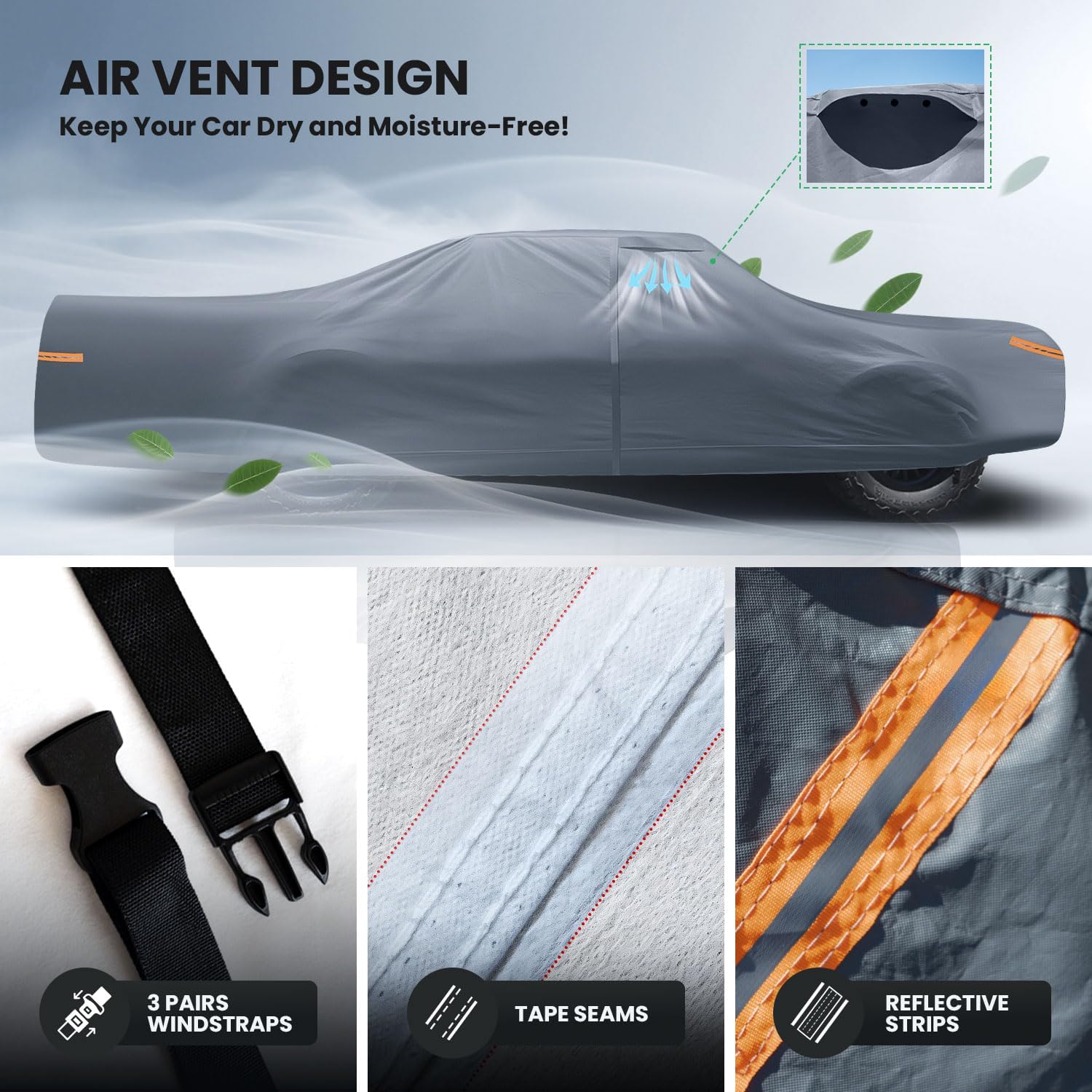 Waterproof Lincoln Town Long Car(1998-2011) Car Cover with Breathable Vents, [2026 Upgrade] Premium Covers with Cotton Liner and Zipper Door