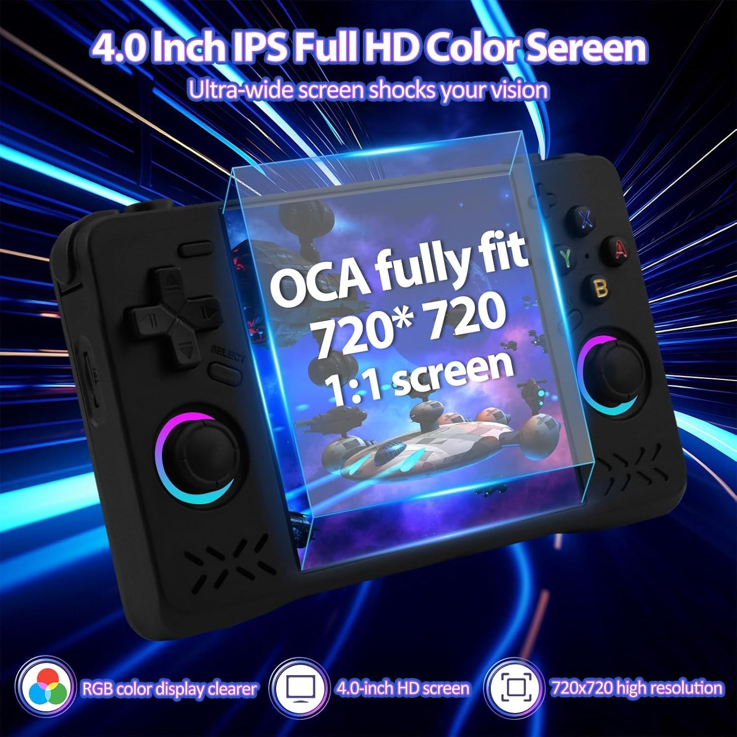 XF40H - Consola de juegos de mano, consola de juegos retro con pantalla IPS HD de 4 pulgadas, juegos clásicos precargados con más de 30 emuladores, Linux de código abierto, Wi-Fi integrado para