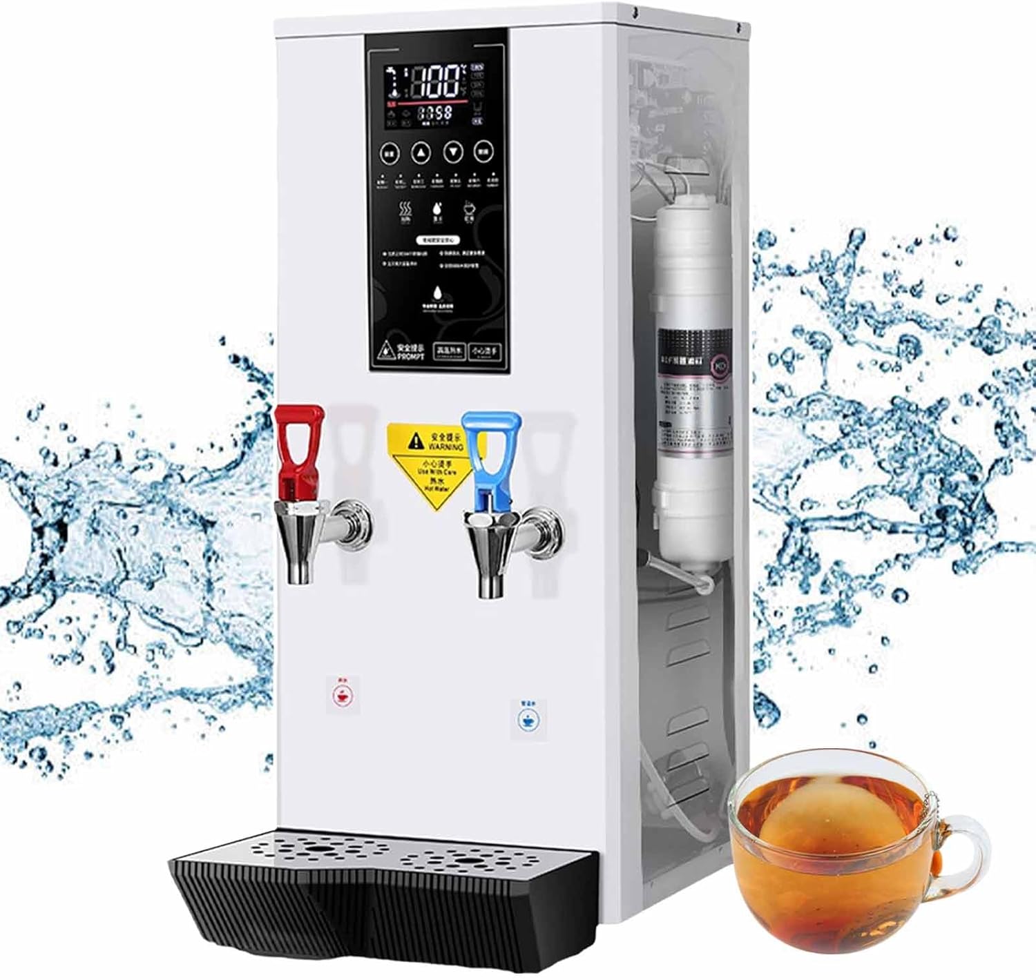 Water Boiler, Electric Commercial Hot Water Dispenser, Automatic Hot Drink Dispenser with Water Connection, for Coffee Shops, Milk Tea Stores, Offices, Factory Workshops,White