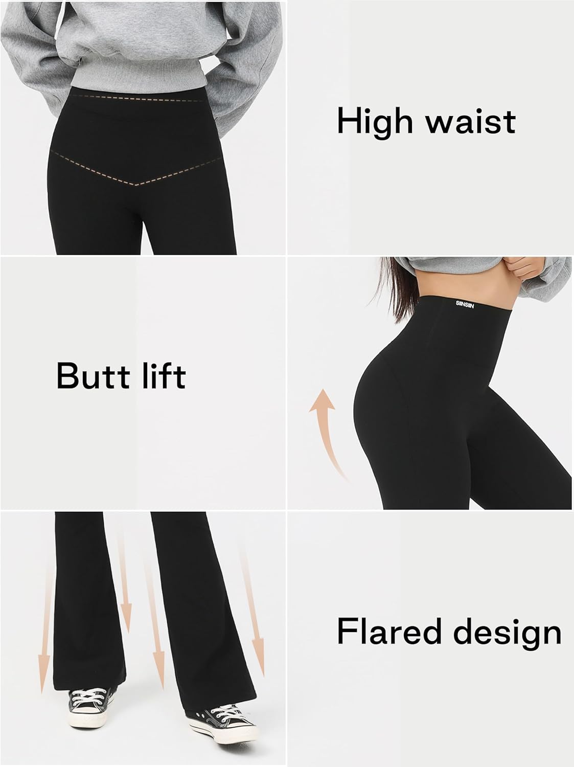 Flare Leggings for Women Petite 29'' Inseam High Waisted Tummy Control No Front Seam Casual Wide Leg Yoga Pants - Image 3