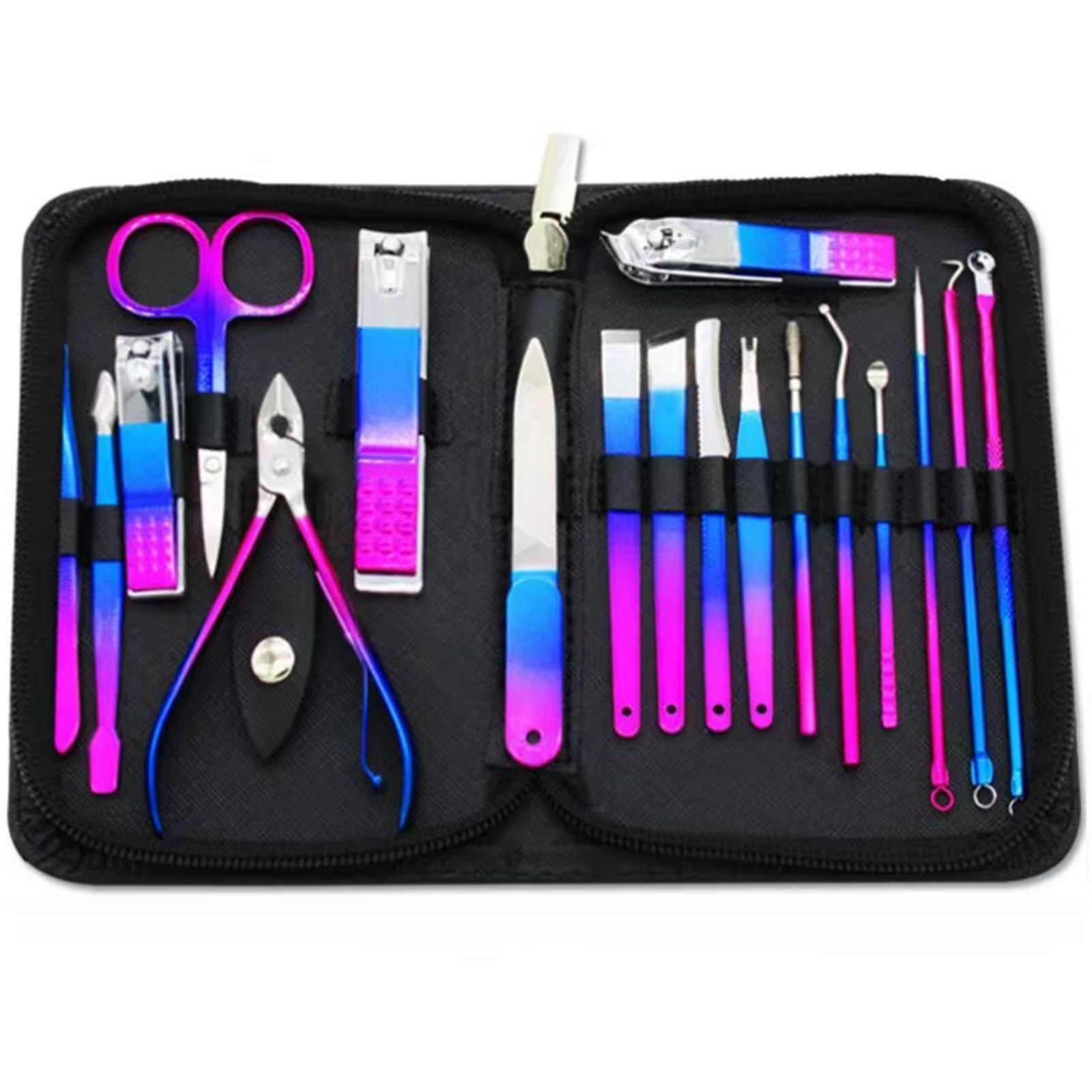 Tuefuzy 18 in 1 Stainless Steel Nail Manicure Set, Nail Care Kit, Manicure Kit, Womens Mens Grooming Kit, Professional Nail Clipper Set