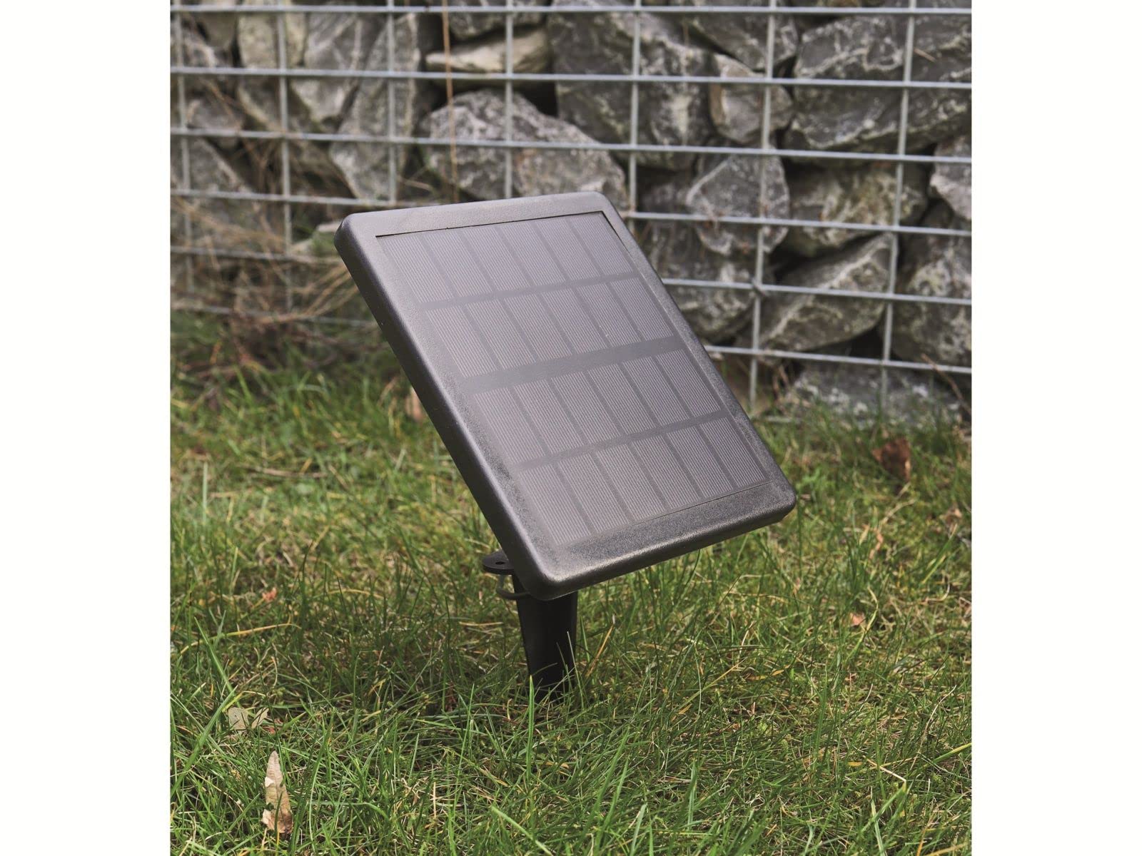 ChiliTec Set di 2 lampade solari da giardino a energia solare con batteria – luci solari con sensore crepuscolare – IP65 faretto da esterno per casa, giardino, stagno, 3000 K, bianco caldo