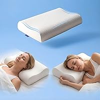 Vista 1 de Almohada de espuma viscoelástica de contorno original con bolsa – almohada cervical ergonómica para el cuello para dormir de lado y boca arriba
