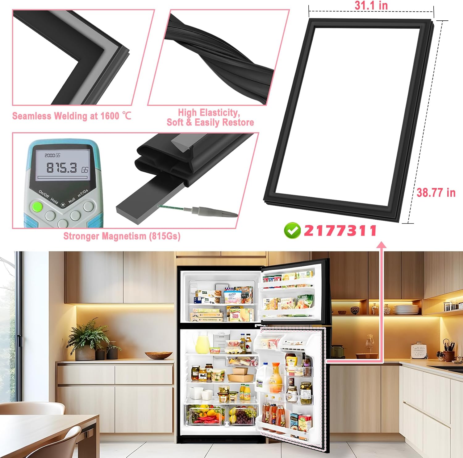 LXun Upgrad 2177311 Refrigerator Door Gasket Compatible With Kenmore Maytag Whirlpool Refrigerator Part For Whirlpool Freezer Door Gasket Part 2171392 2202882 W11406604 AP2980864 PS326951 EAP326951