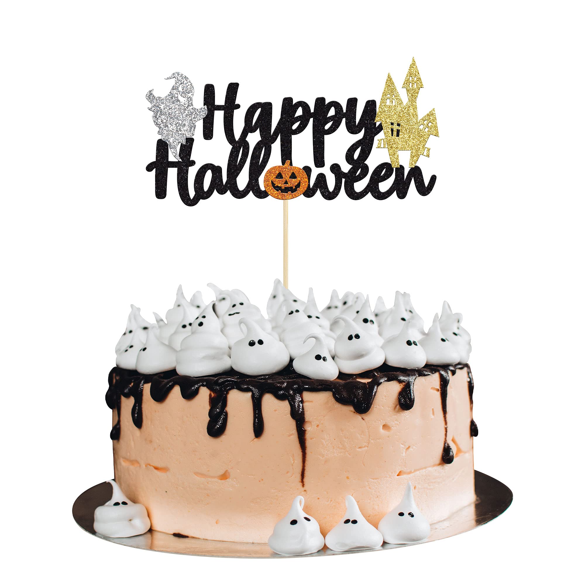Gyufise 1Pcs Happy Halloween Cake Topper Wizard Ghost Pumpkin House Halloween Cake Decoration for Halloween Wizard Themed Birthday Party Supplies