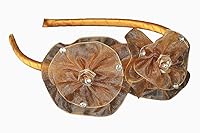 Vista 7 de Cinta de flores de organza y diadema de diamantes de imitación (rojo)