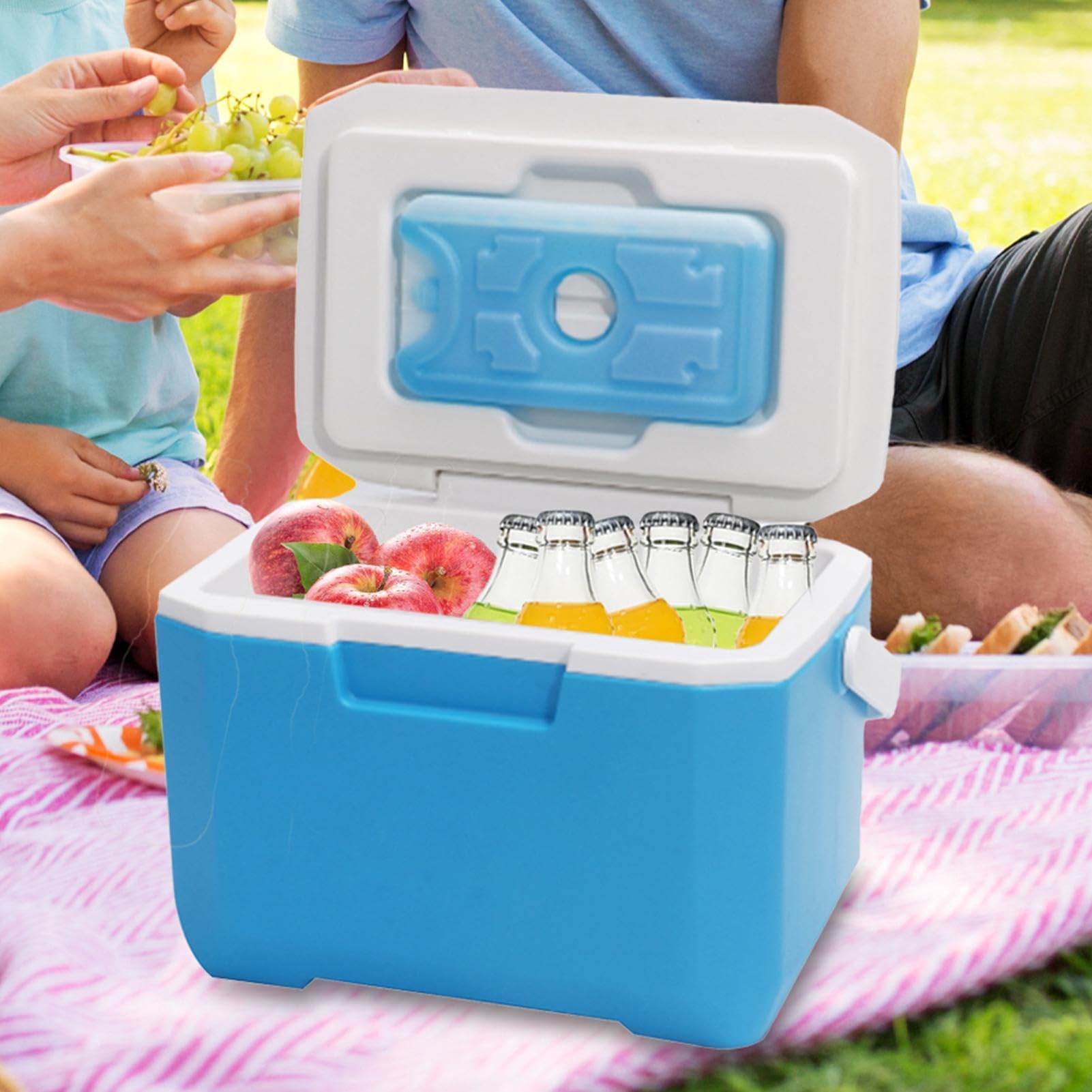 Kuxiptin Enfriador de picnic duro, nevera aislada para acampar, enfriador duro pequeño aislado, enfriador de carcasa dura portátil, recipiente para nevera para coche con bolsas de hielo