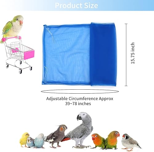 Miniatura 17 de Daoeny Funda universal para jaula de pájaros, red ajustable de nailon suave y aireado, atrapa semillas de plumas, falda transparente para jaulas