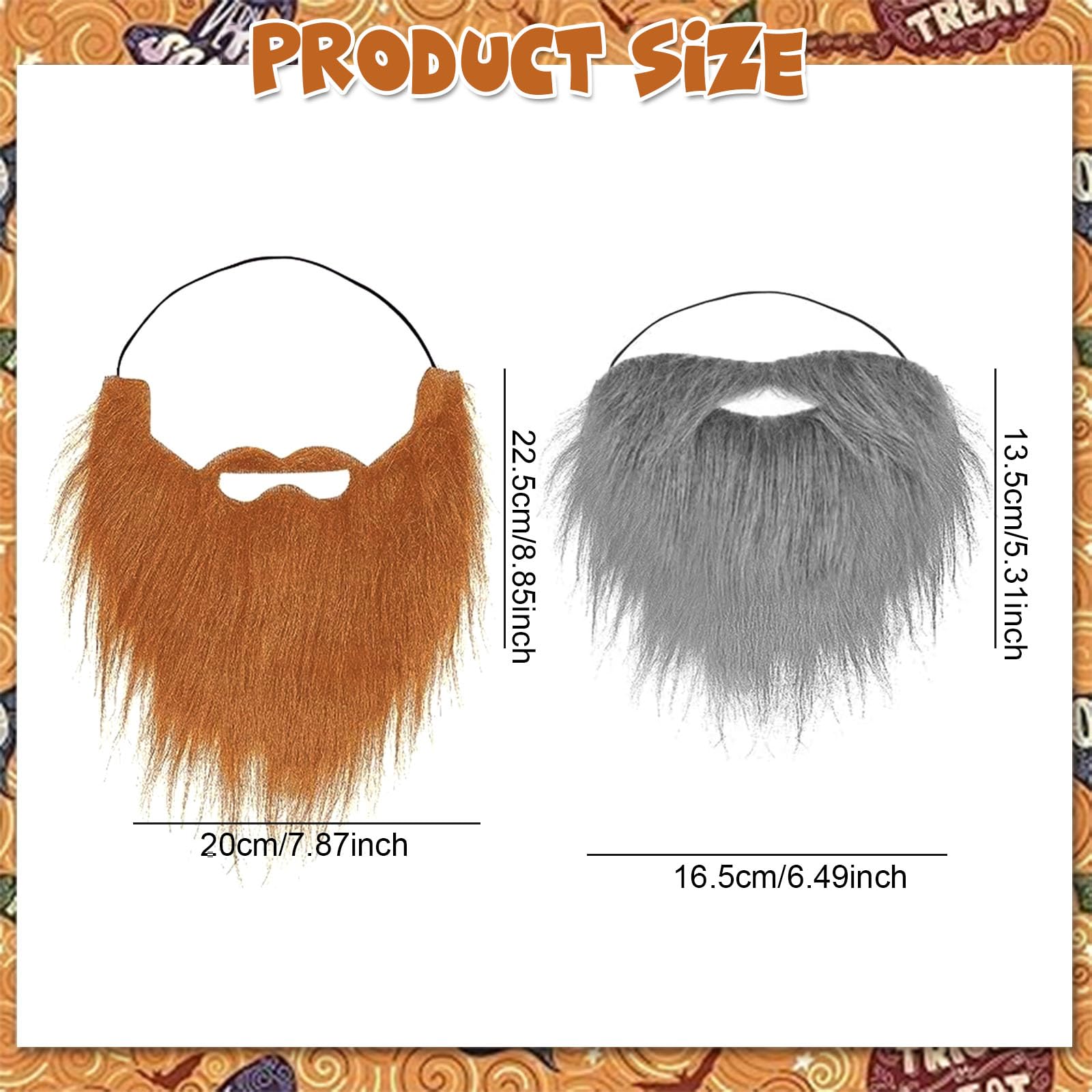 Barba Finta Per Travestimenti - Realistica Per Halloween E Natale, Con Elastico, Bianca/Nera/Grigia/Marrone - Foto 7