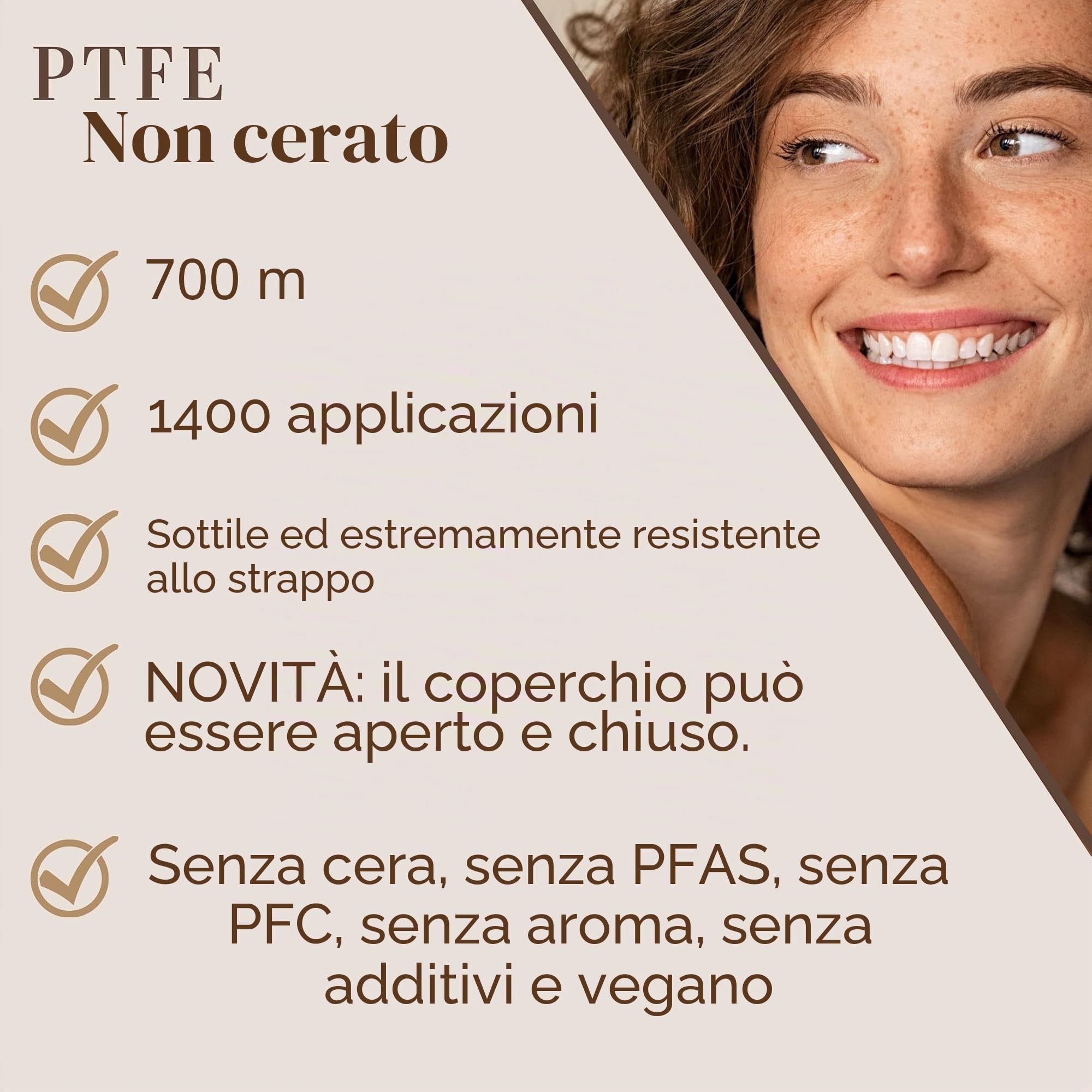 Graf&Herter PTFE filo interdentale non cerato, qualità premium (700 m, senza design)