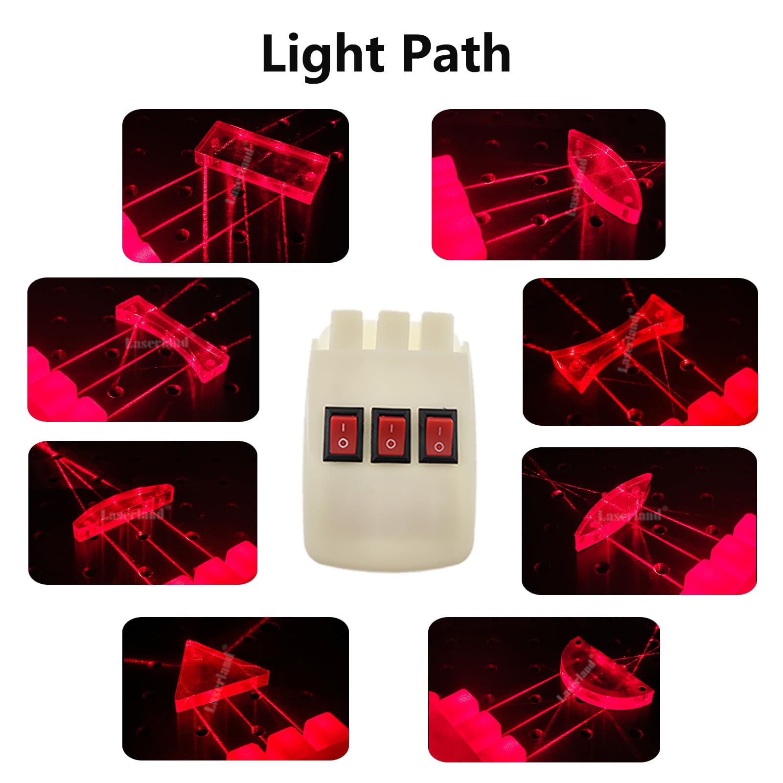 Magnetic Physics Optical Experiment Kit Refraction Reflector Triangular Prism Convex Lens Concave Mirror Linear Light Source - Image 8