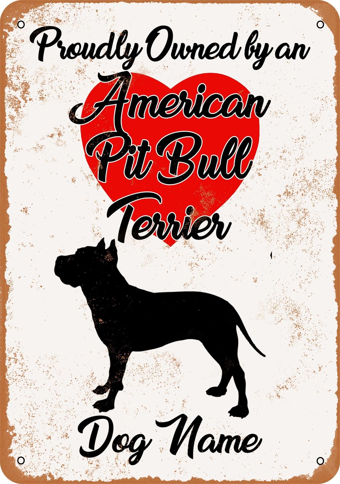 Miaomansenstore Metal Sign - Custom Dog Name - American Pit Bull - Vintage Look Home Decor