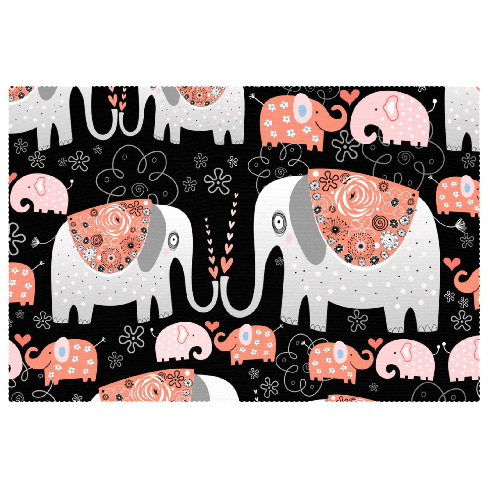 Sets de table imprimé floral éléphant aux finitions soignées