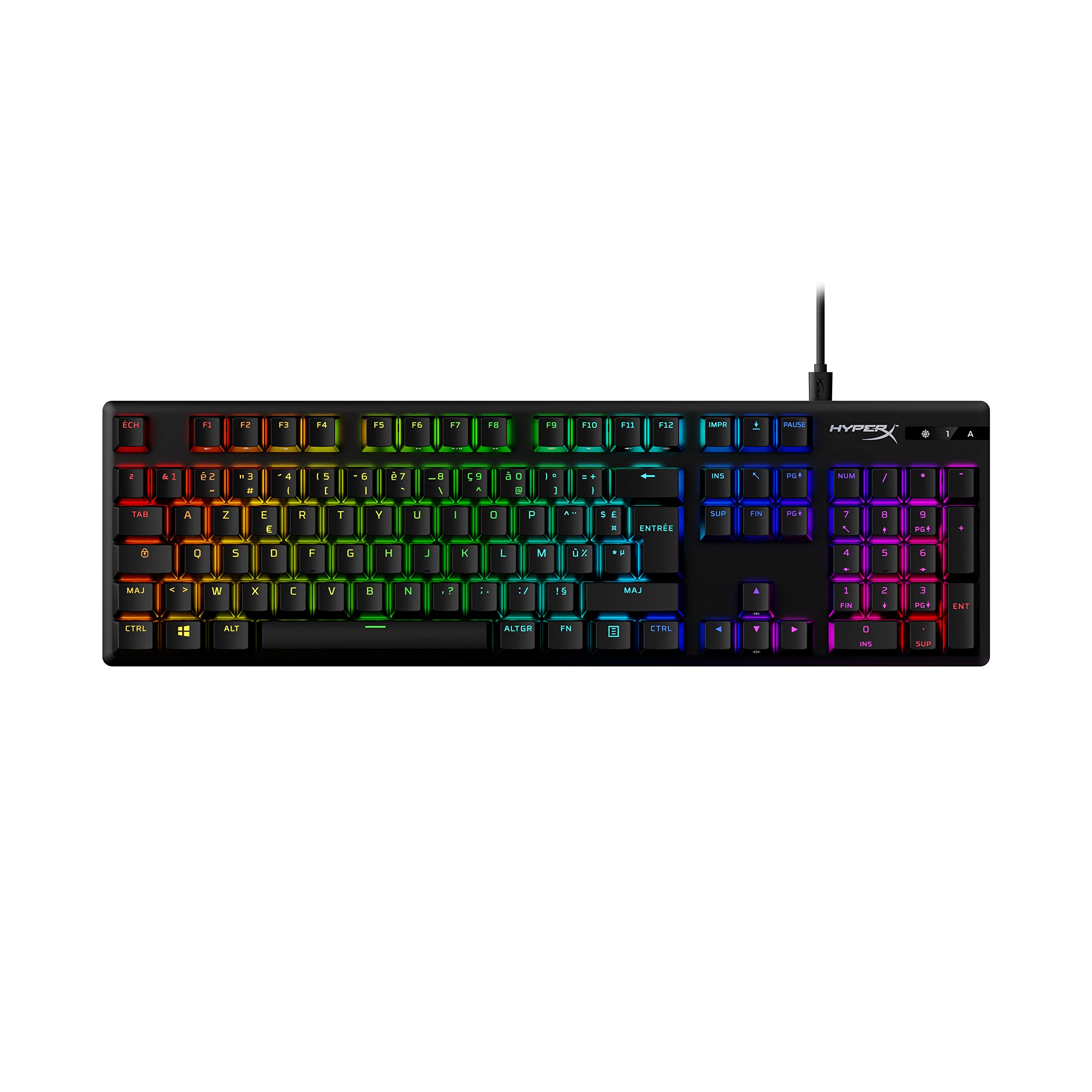 HyperX Alloy Origins PBT-Teclado mecánico para Juegos, RGB, Tapas de Teclas PBT, RGB, Interruptores mecánicos, Compacto, Portátil, Cuerpo de Aluminio Resistente, Pie Ajustable