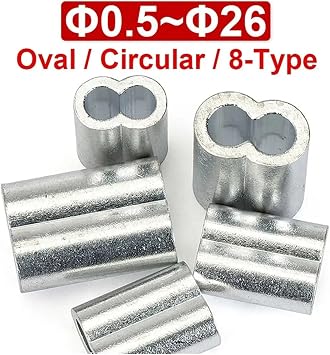 10-50Pcs Cable Stopper Crimp Rope Sleeve Wire Crimp Sleeve Fixing Clip 8-Shape Wire Ferrules Cord Lock for Wire Rope(50Pcs M2)