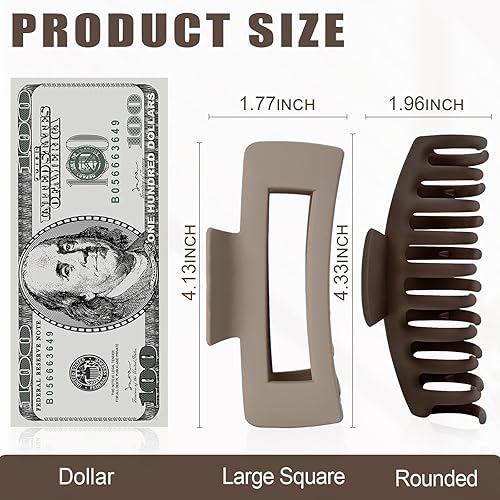 Miniatura 3 de TOCESS Paquete de 8 pinzas de pelo grandes y neutras para mujer, pinzas grandes para cabello fino y rizado, agarre fuerte de los años 90, 4.33