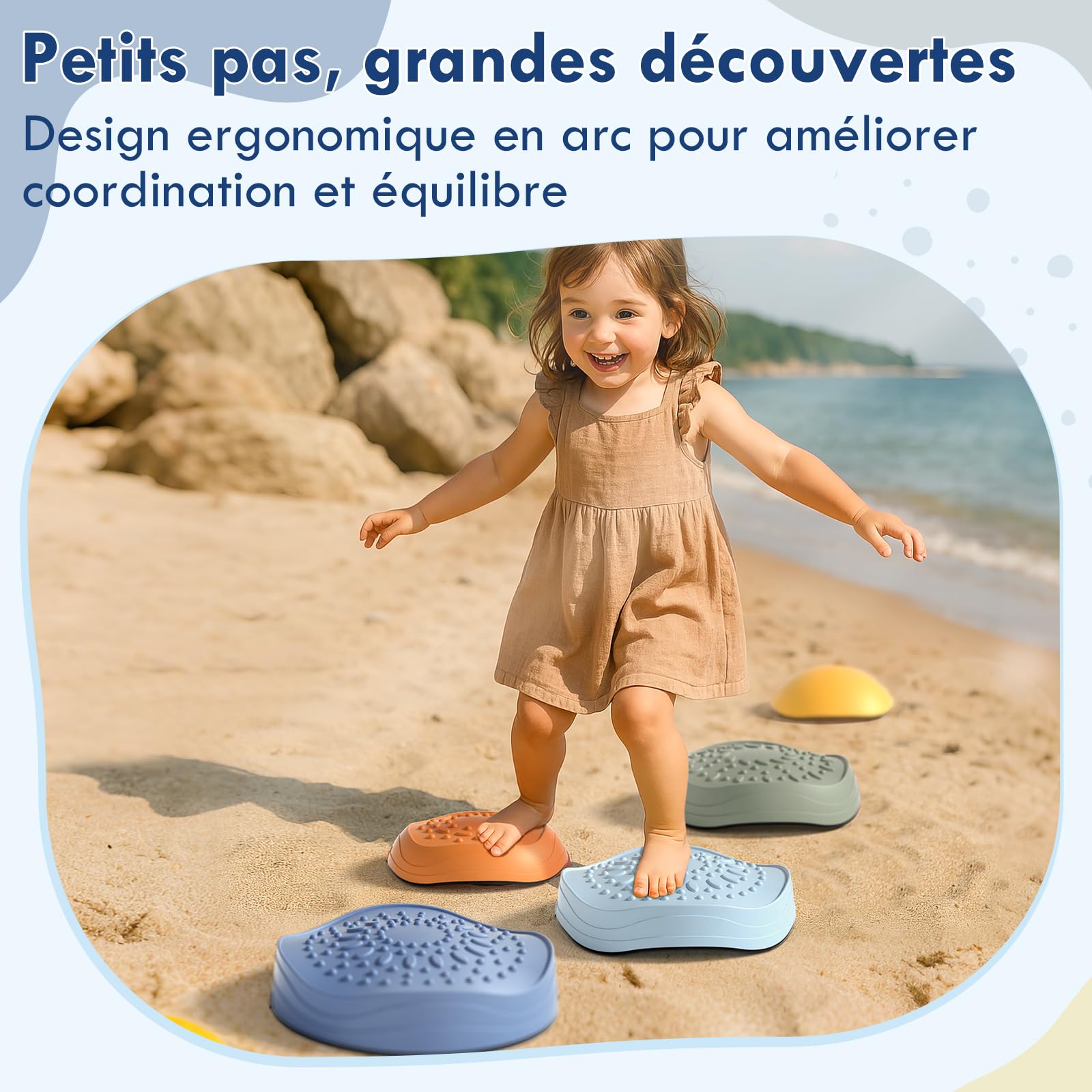 Lehoo Castle Pierres d'Équilibre pour Enfants, 6 Pierres Durables Antidérapantes Favorisant l'Équilibre et Les Compétences Motrices chez Les Enfants