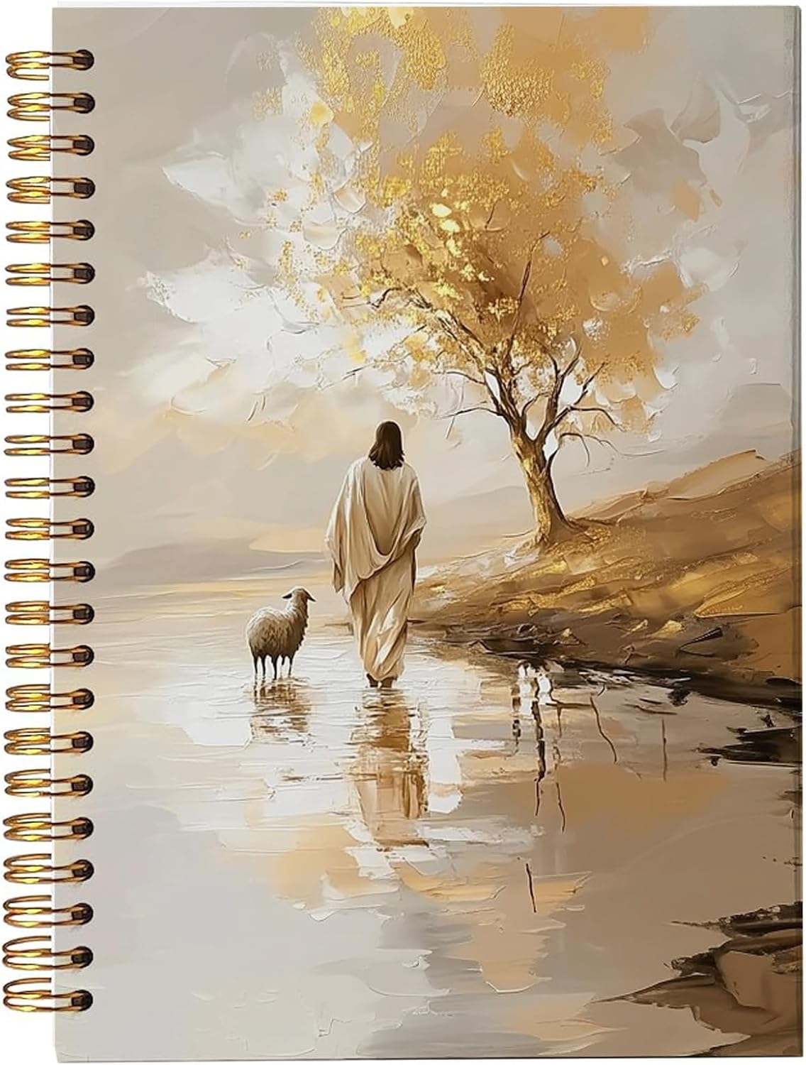 Jesus and Lamb Christian Notebook, Inspirational Faith Journal with Lined Pages, Fall decor, Jesus Leaves the 99 Sheep Painting, Religious Gift for Women, 5.5x8.3 Inch