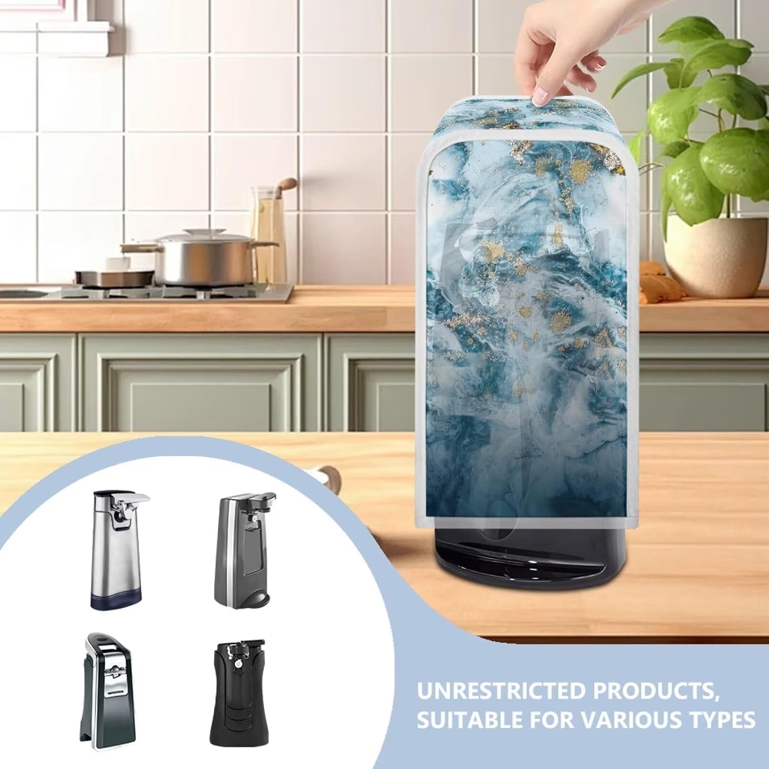 TODIYADDU Marble Print Can Opener Dust Cover Novelty Electric Can Opener Cover with Simple Organization Small Kitchen Appliance Covers for Women Men Dust Protection Stain Resistant Holiday Gifts