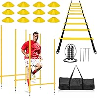 Vista 1 de Equipo de entrenamiento de bastones de agilidad: incluye 6 postes de agilidad, 6 obstáculos de salto, escalera de agilidad, 12 conos de fútbol, 1