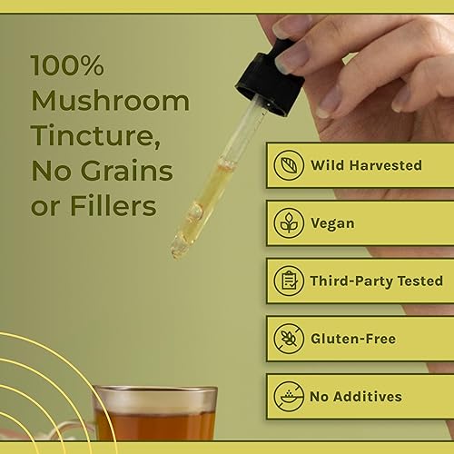 Miniatura 21 de Naturealm Suplemento líquido de tintura de hongo de melena de león - Enfoque, memoria y salud cerebral, vegano, sin OMG - Cuerpos fructíferos