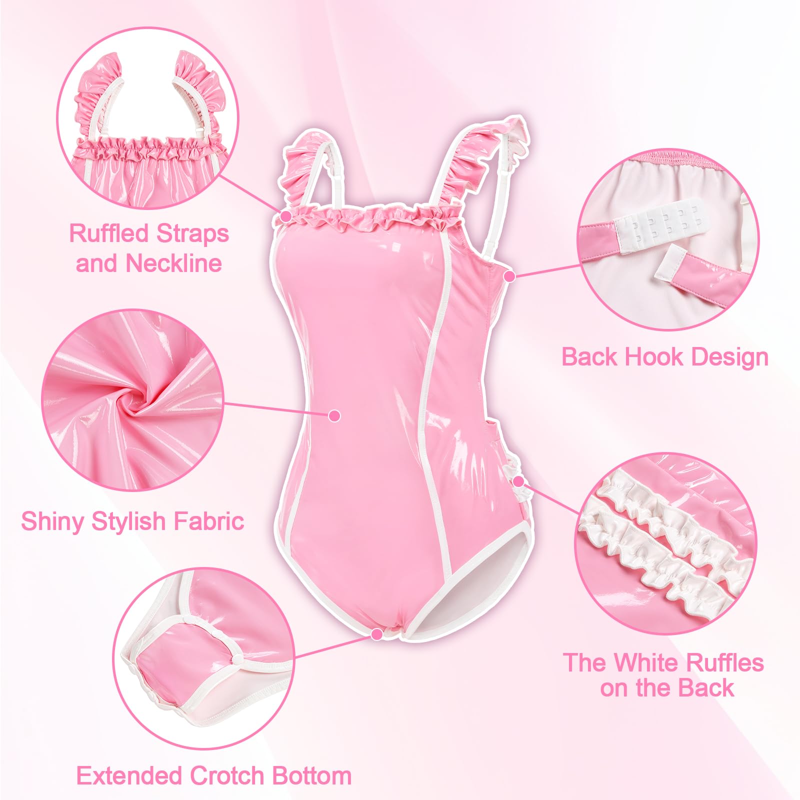 LittleForBig Combinaison pyjama brillante sans manches en similicuir avec bretelles réglables – Combinaison d'entraînement pour bébé fille semblable au latex