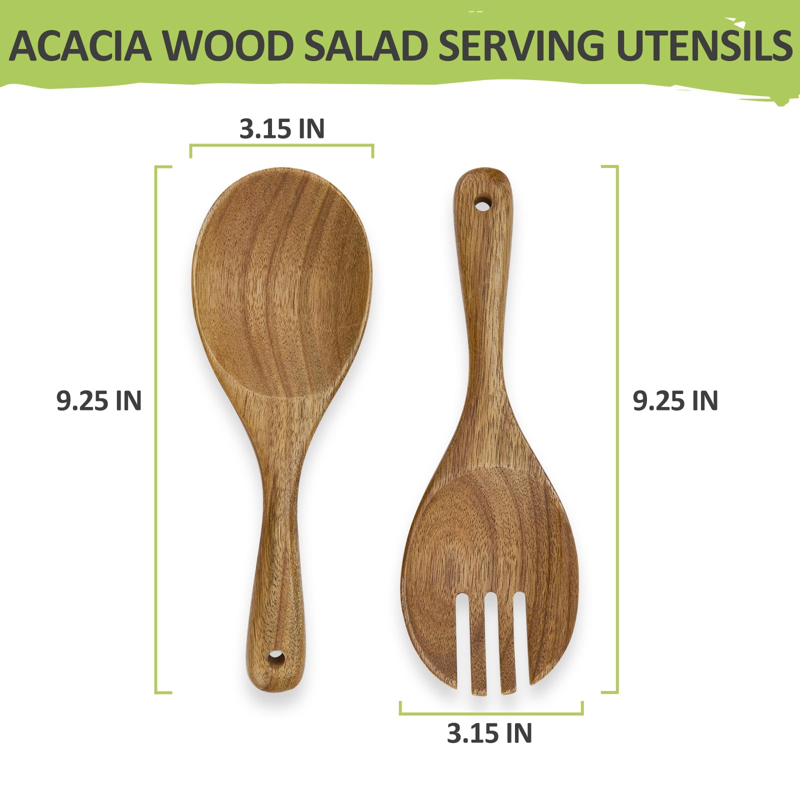 Ensaladera grande de cristal, juego de cuencos de ensalada de vidrio con base de madera de acacia y utensilios para servir ensaladas, juego de cuencos grandes para organizar fiestas y artículos