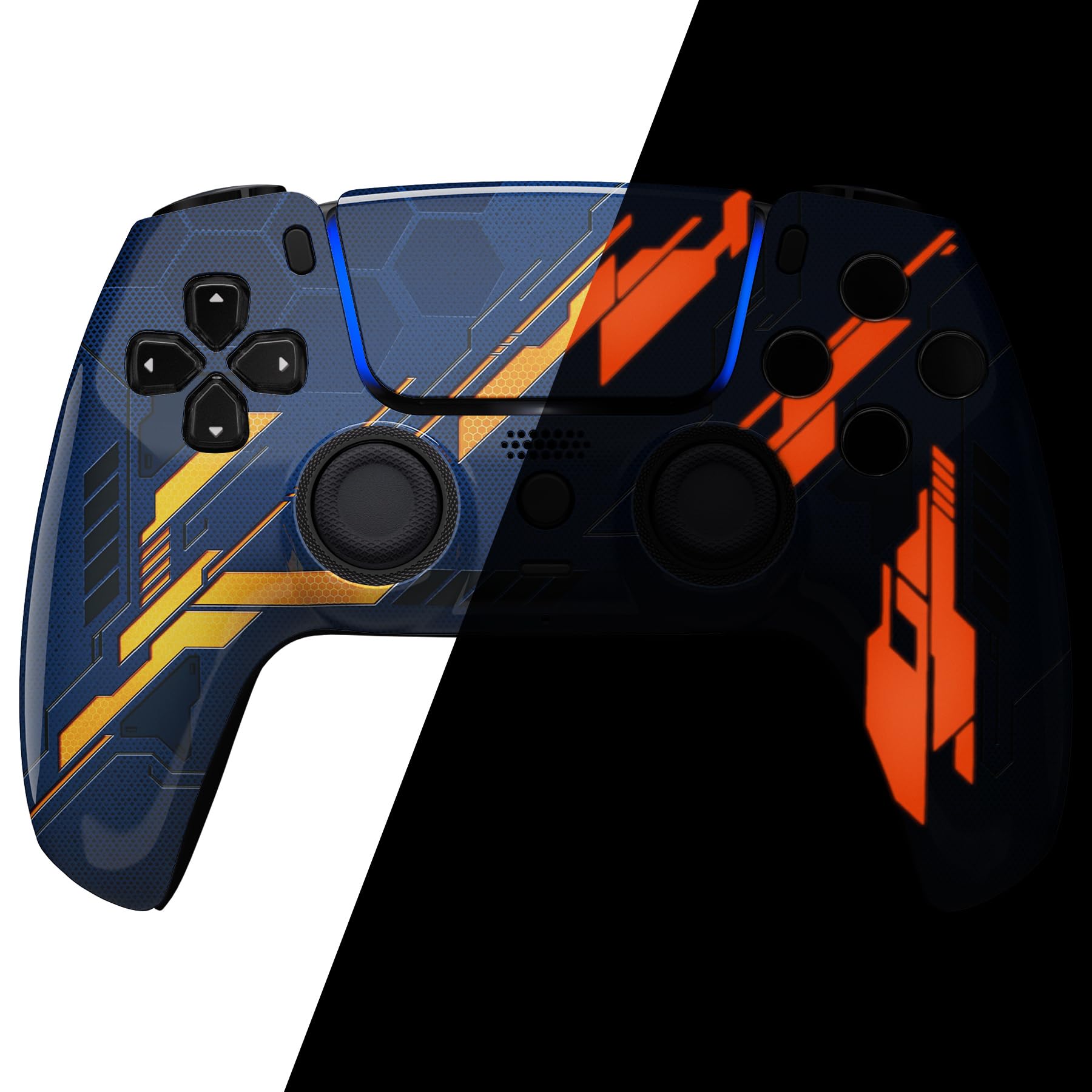 eXtremeRate Luna Cover Ricambio per ps5 Controller,Custodia Copertura Frontale Scocca Shell Ridisegnato&Touchpad&Anelli Compatibile con ps5 Joystick BDM 010/020/030/040/050-Mecha Arancio