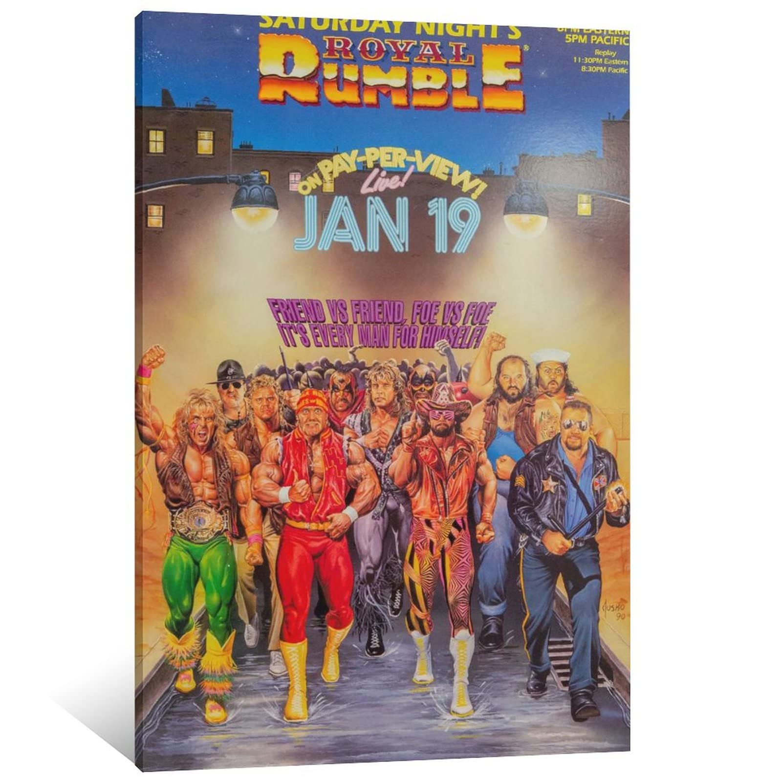 ZEEZFA Recreated The 1991 Royal Rumble Wrestlers Poster Decorative Painting Canvas Wall Art Living Room Posters Bedroom Painting 12x18inch(30x45cm)
