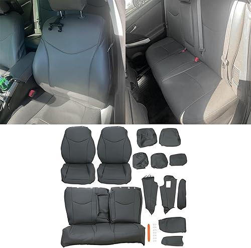 HECASA Juego de fundas de asiento de cuero sintético gris compatible con Toyota Prius 2010-2015