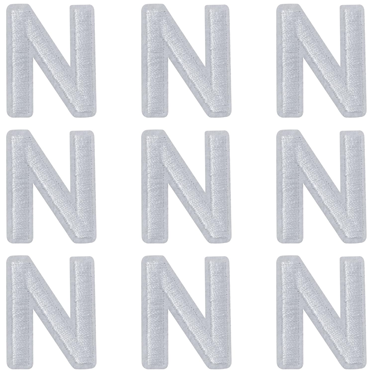 IANZE 9PCS Iron on Letter Patches, White Letter N Patches Embroidered Letter Patch for Clothing, Jeans, Hats, T-Shirts, Backpacks, Etc. (White-N)