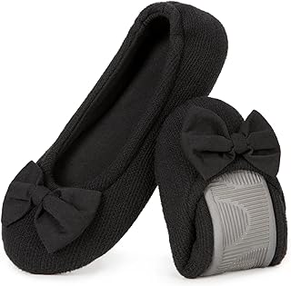 EverFoams Women's Ballerina Slippers Lightweight Terry Cotton Memory Foam Closed Slippers
