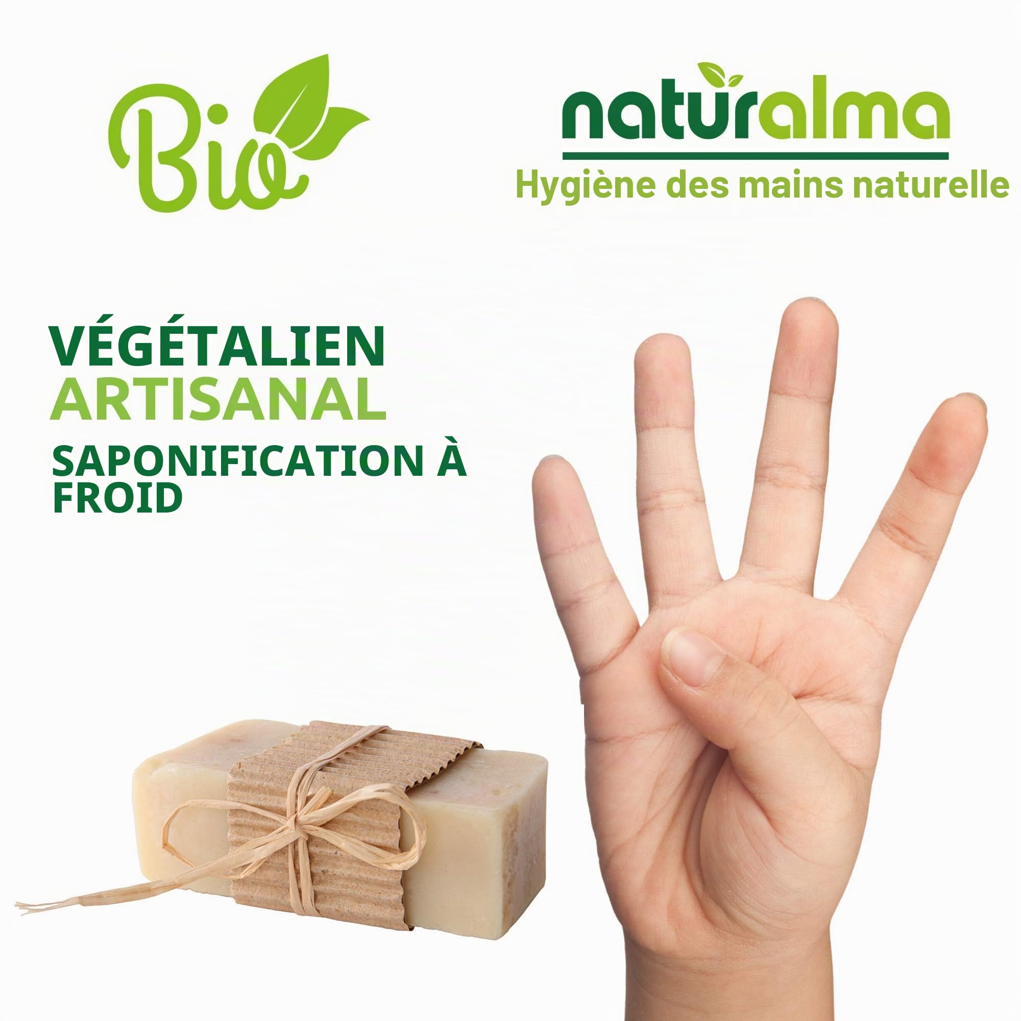 Savon artisanal végétal TEA TREE ET HUILE DE NEEM Bio 2 X 100g Naturalma processus de traitement à basse température végétalien