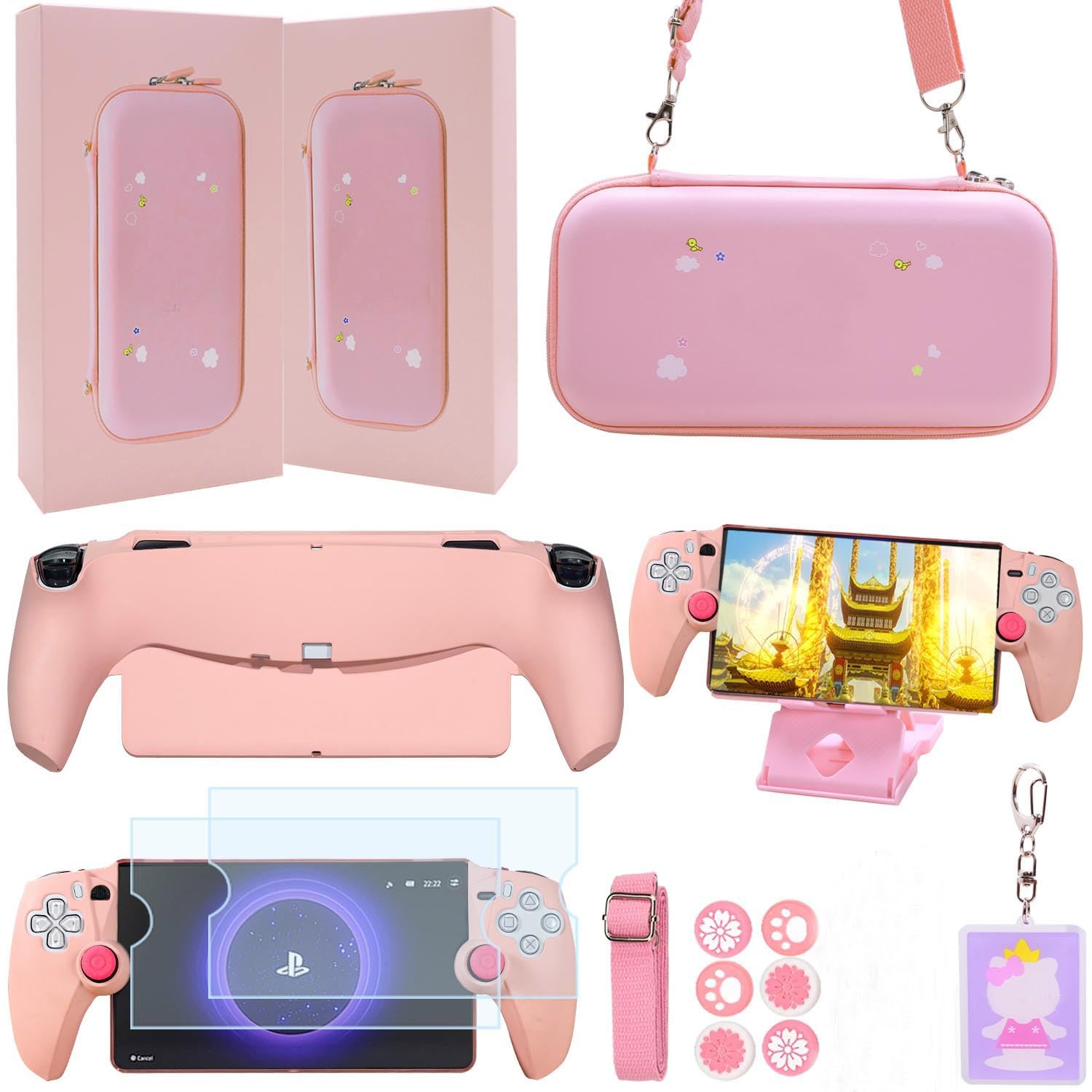 GUTIAL Accessories kit for Ps Portal - Cute Girly Kawaii PS5 Portal Accessories Bundle for Girls with Carry