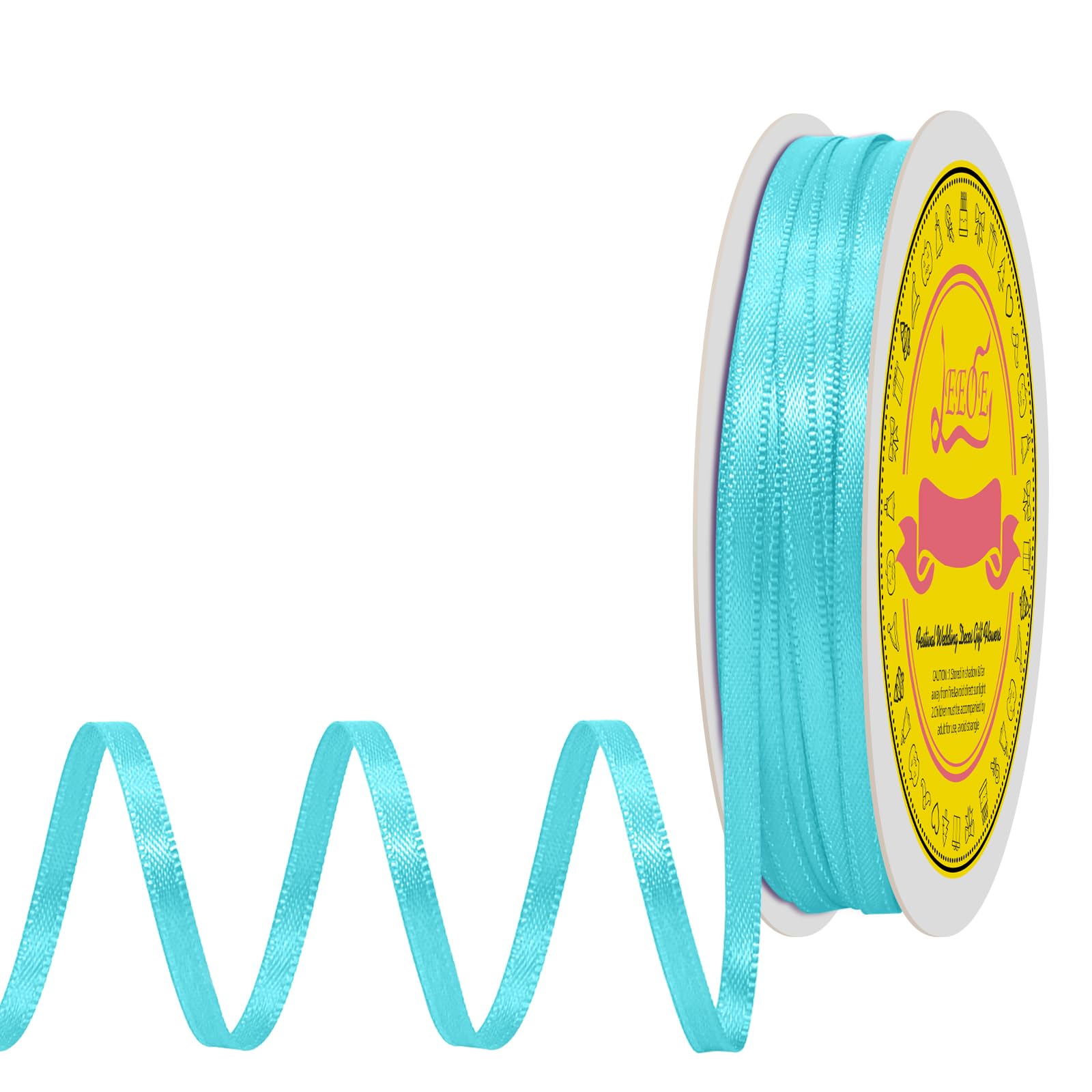 Double Face Turquoise Green Satin Ribbon 1/8 inch X 50 Yards Polyester Turquoise Green Ribbon for Gift Wrapping Very Suitable for Weddings Party Invitation Decorations and More