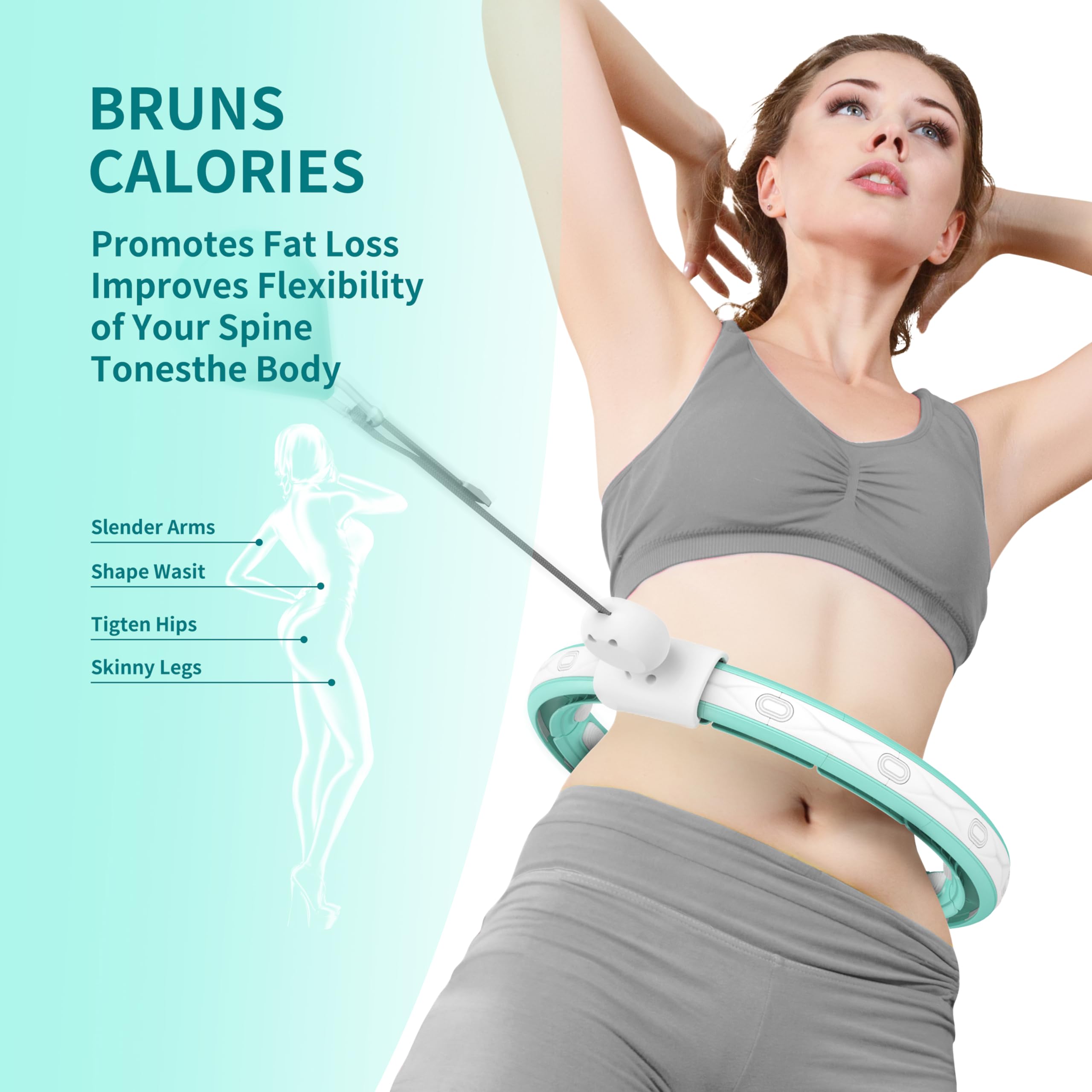 Hula Hoop Fitness Dimagrante - Hula Hoop con Contacalorie e Peso, Non Cade, Dimensioni Regolabili in 16 sezioni per Adatto a Bambini e Principianti
