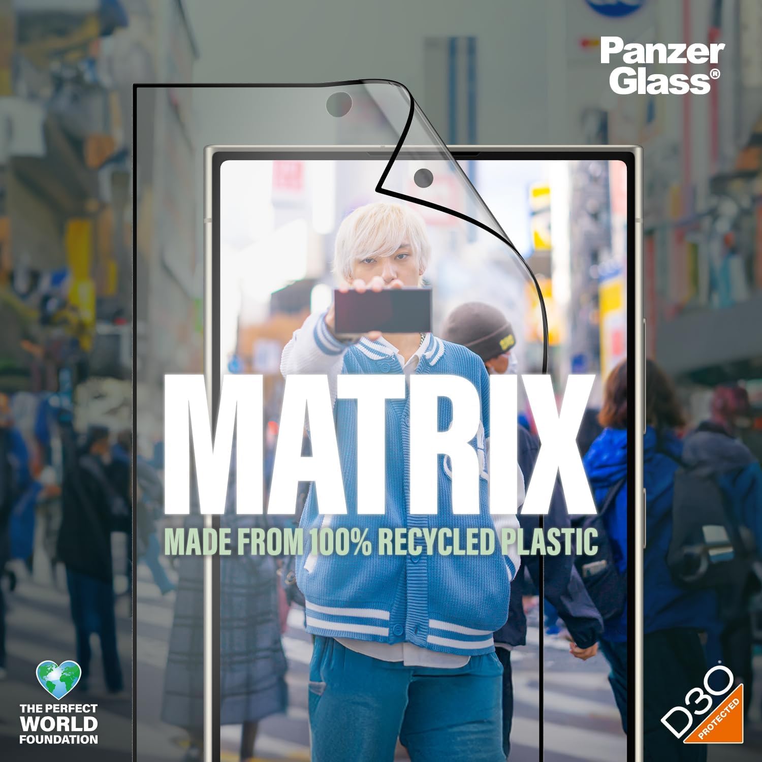 PanzerGlass™ Matrix Protezione Schermo per Samsung Galaxy S24 Ultra - Tecnologia D30, Eco-Sostenibilità, Ultra-Wide Fit