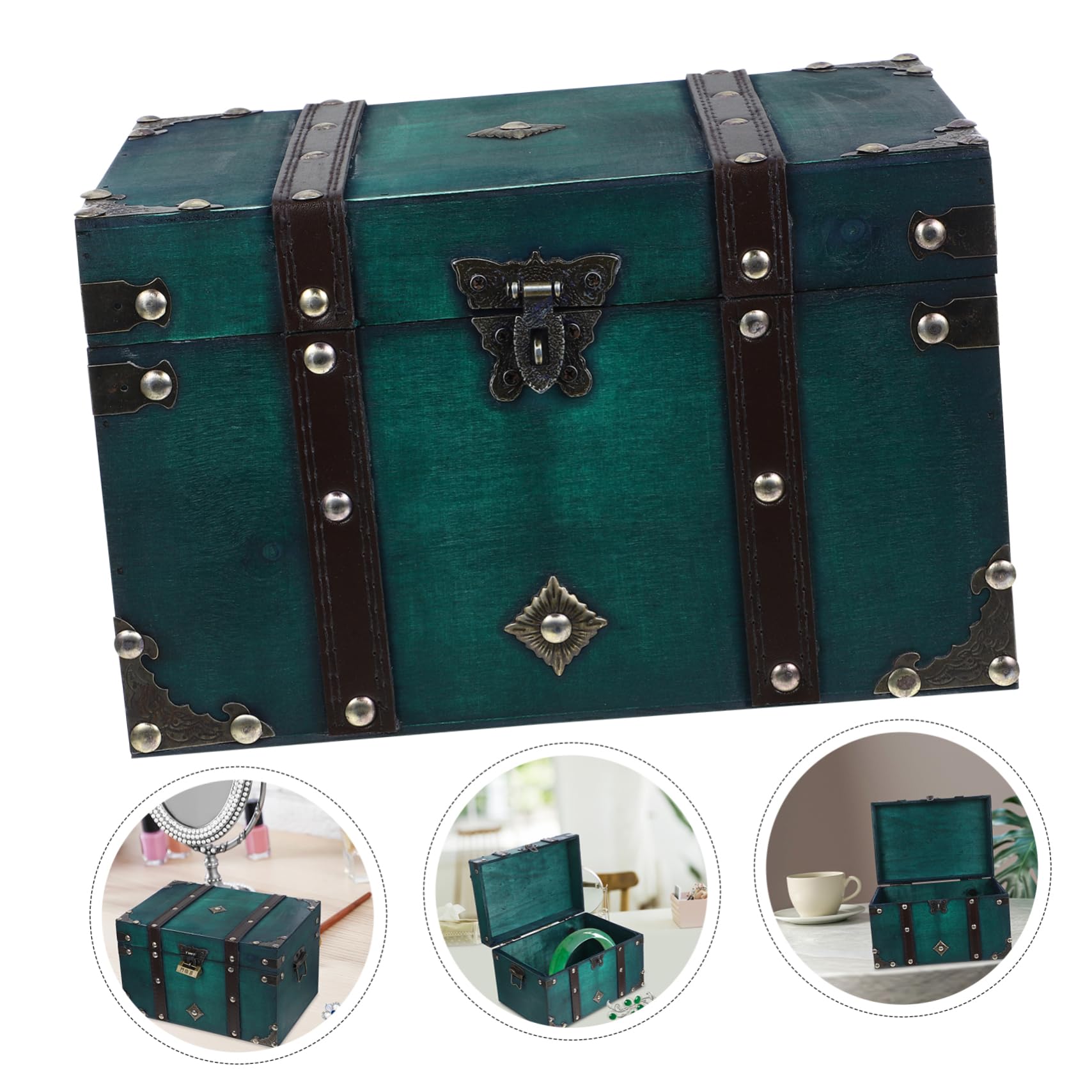 TOPBATHY Joyero de Madera Verde Estilo Vintage Cerradura