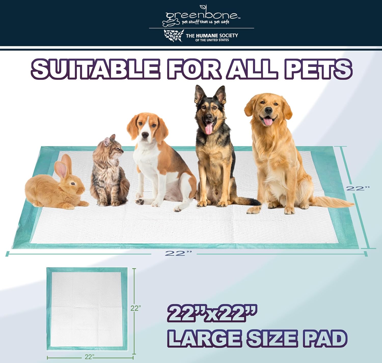 The Humane Society by Greenbone Training Pads for Puppies & Indoor Dogs - Leak Proof - 100 Count